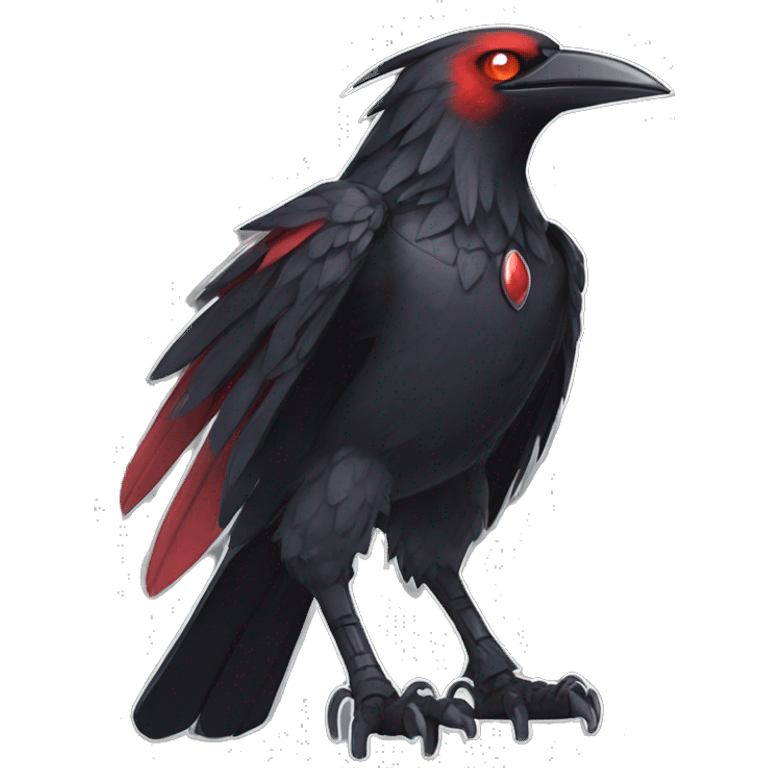 cool edgy black punk red nargacuga-crow-raven-cat-animal hybrid Fakemon collar full body emoji