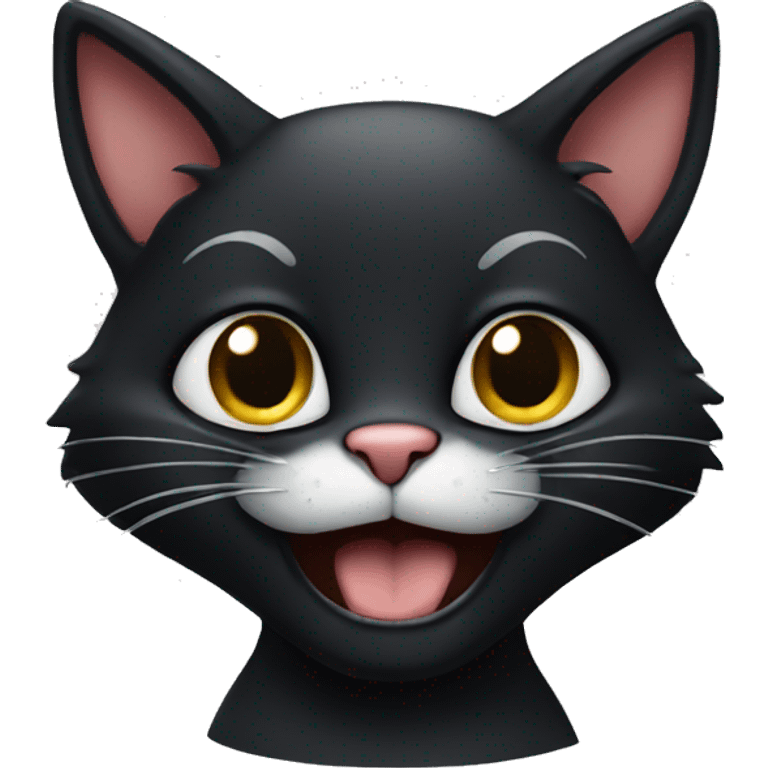 Silly black cat emoji