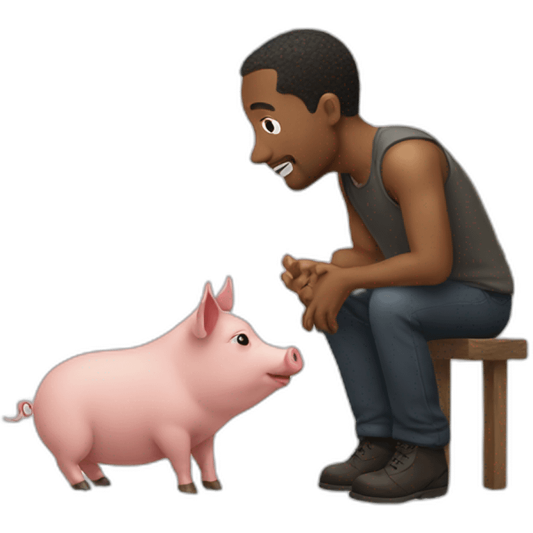 man talk with a pig emoji