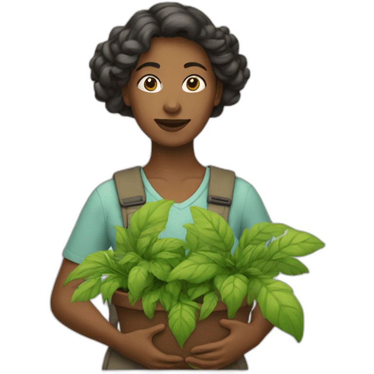 femme entourée de plantes emoji