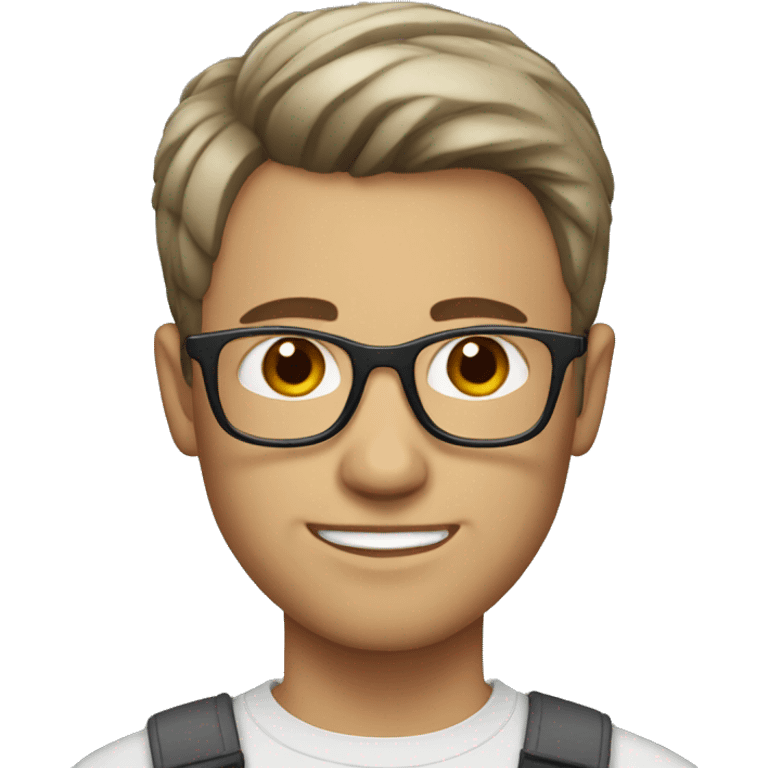 White man with brown short hair with some grey streaks and glasses emoji