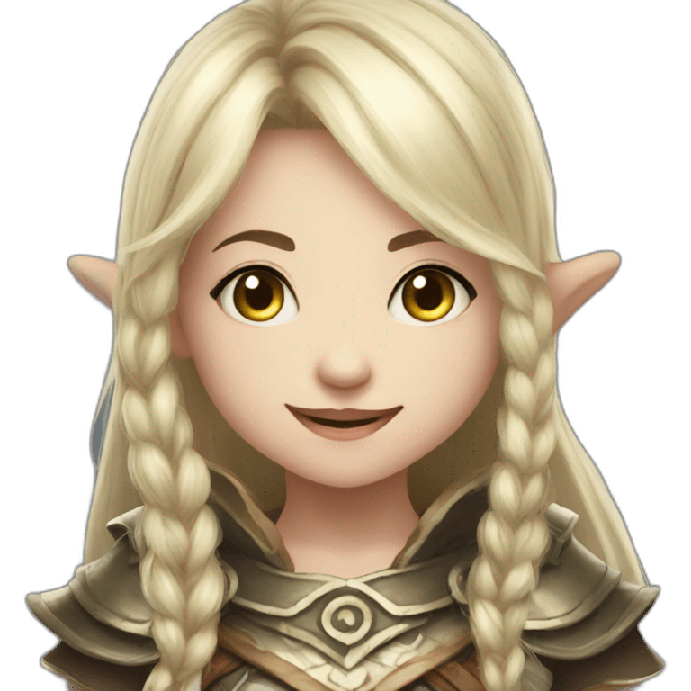 Lineage 2, dwarf girl, smile emoji