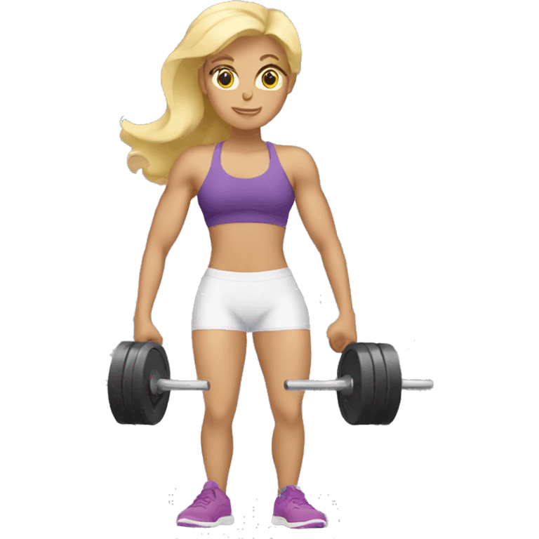 Blonde woman lifting weights emoji