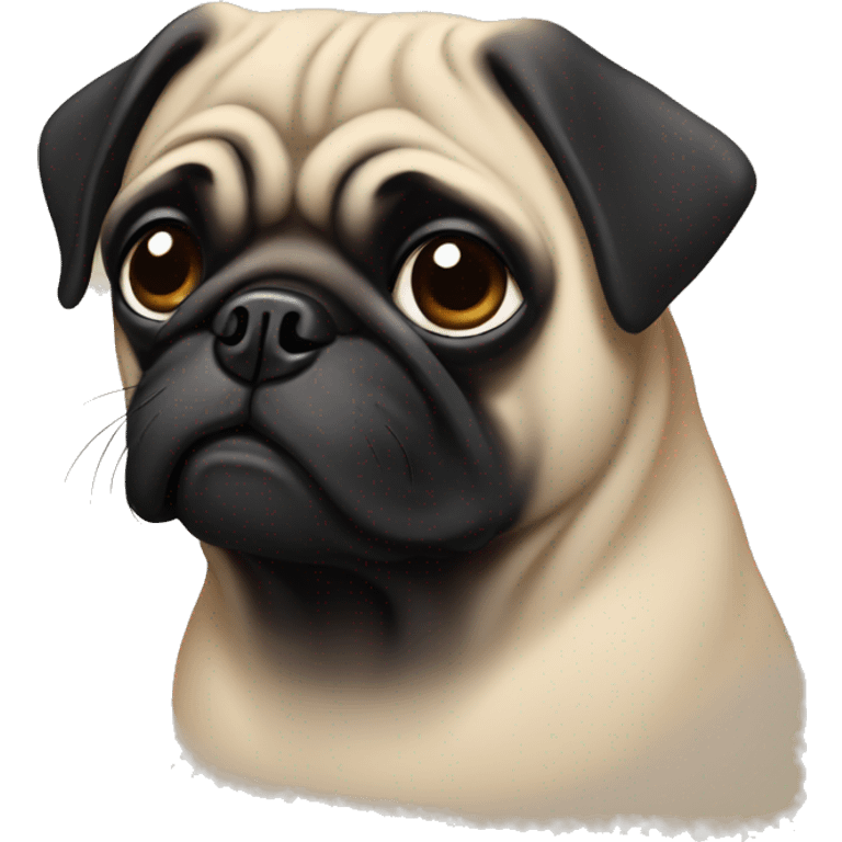 3 tan pug 1 black pug emoji