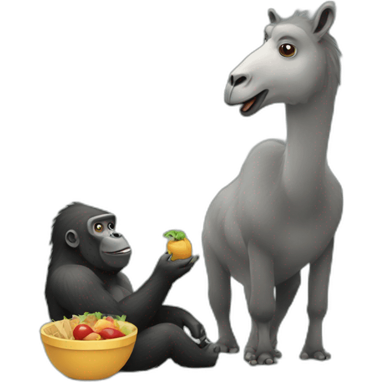 Gorilla feeding a Llama emoji