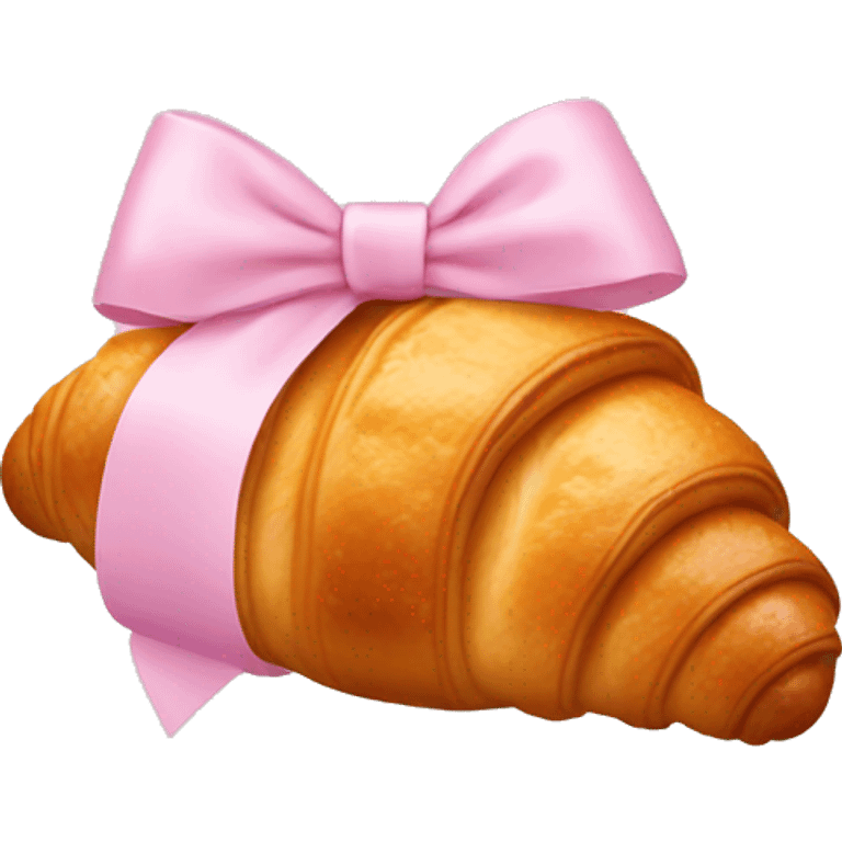 Croissant with light pink bow emoji