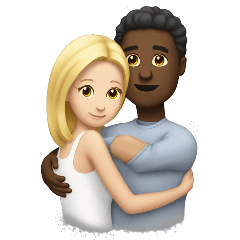 black male hugging curvy white female emoji