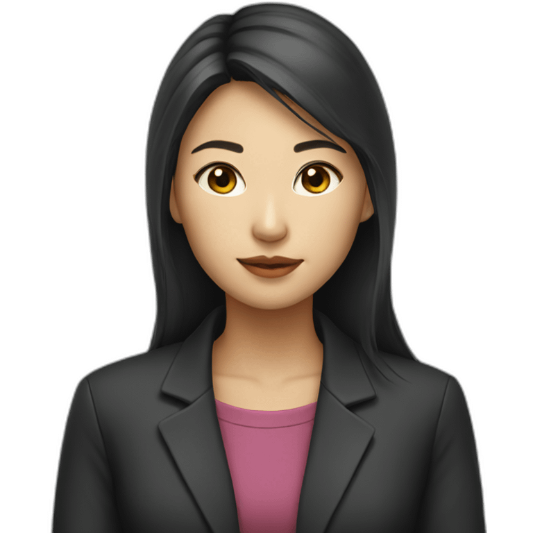 Asian girl in a dark jacket business emoji