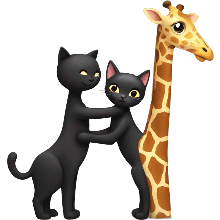 Black cat hugging a giraffe  emoji