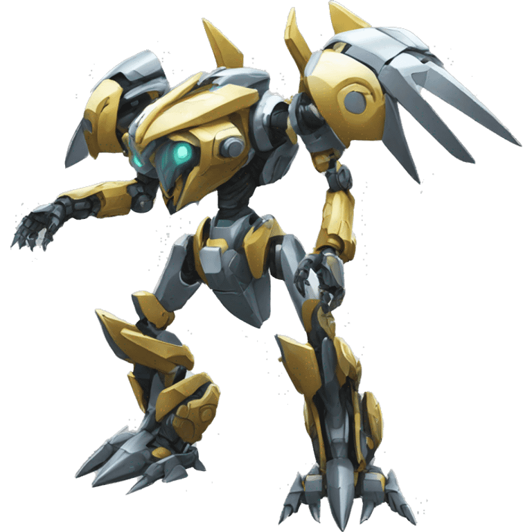 a futuristic mechanical spiky Medabot-raptor-dragon-mecha full body emoji