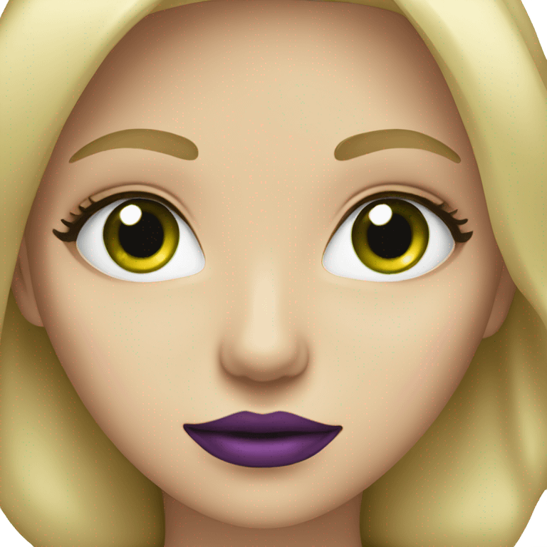 Blonde girl with green eyes and purple lips emoji