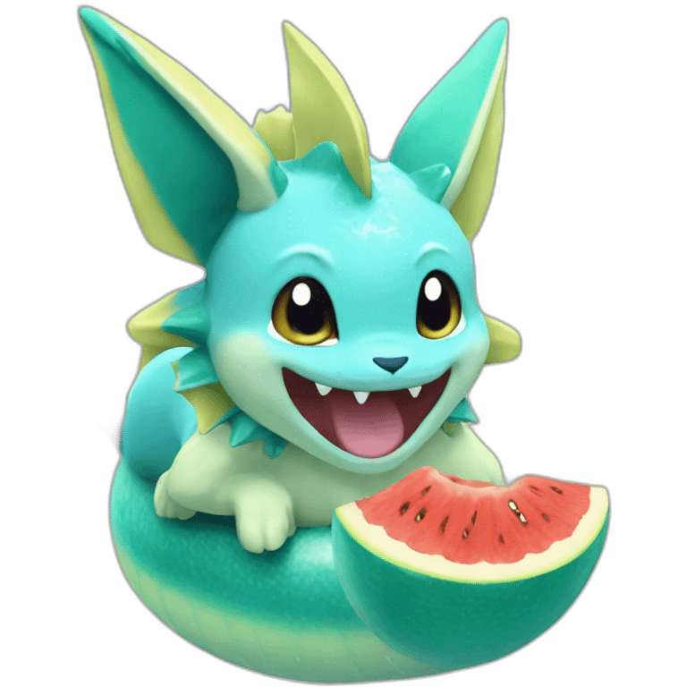 Vaporeon eating a fruit emoji