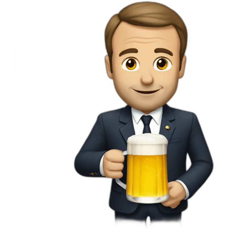 Macron drinking beer emoji