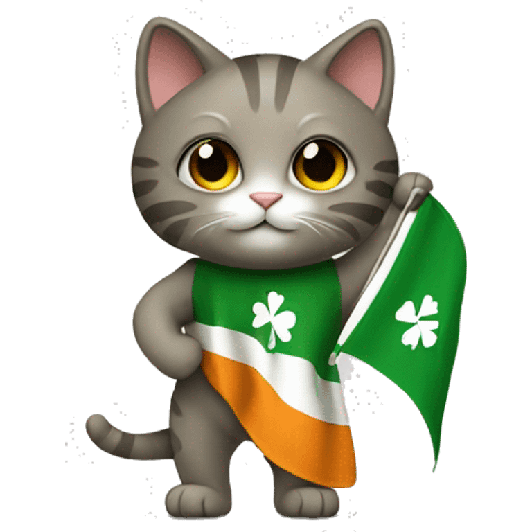 cat waving irish flag emoji