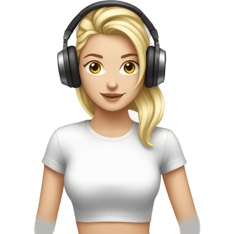 White girl electro dj on turntables emoji