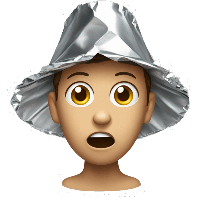 Shocked person with crunched pointy tin foil hat emoji