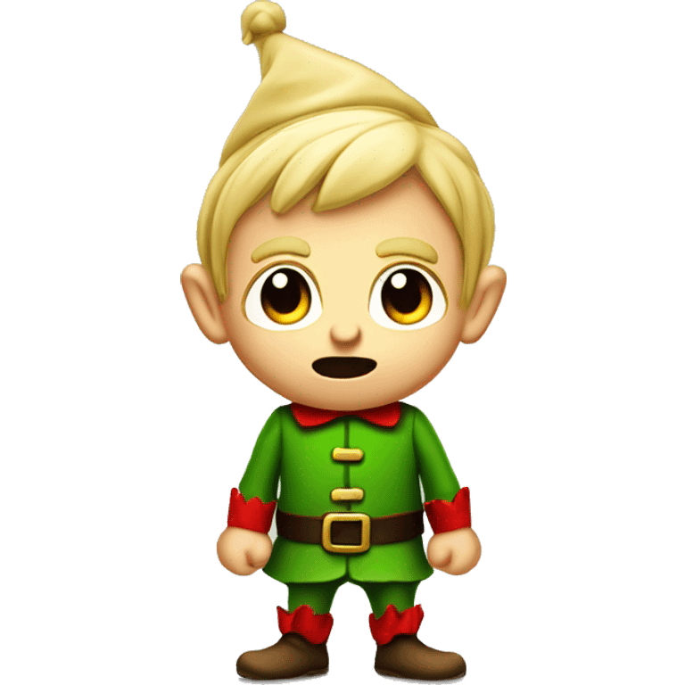 Cute little male Christmas elf with blonde hair and a 5 o clock shadow, angry and screaming emoji