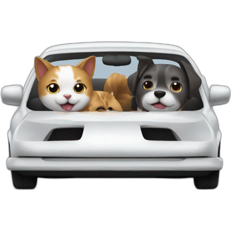 Cat and dog driving a car emoji