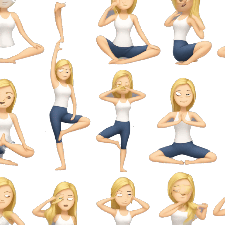 Blonde white girl doing yoga emoji