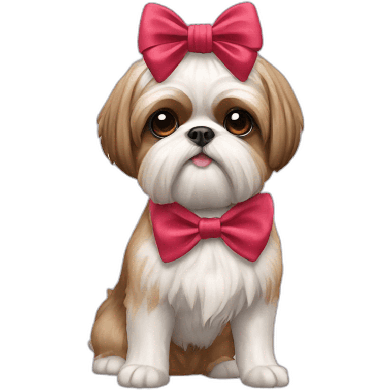 Dog Shih Tzu with a bow on head full-body emoji