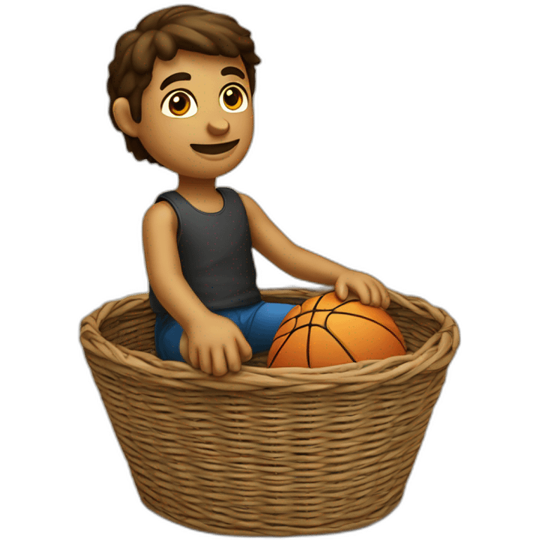 jordan assis sur un panier emoji