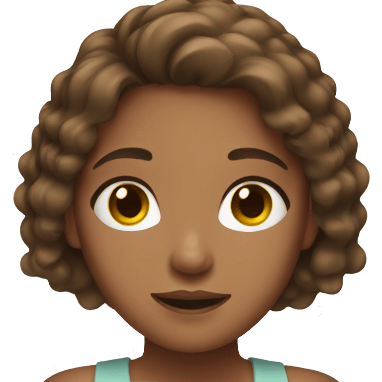 girl with brown hair doing skincare  emoji