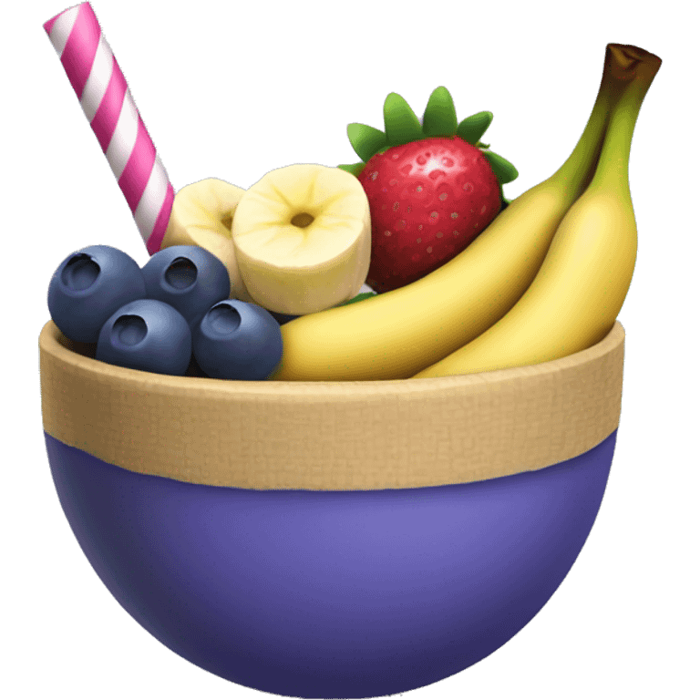 Acai bowl straw berry,blue berry and banana  emoji