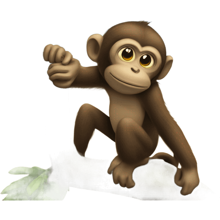 Monkey eat button a tree in the sky emoji