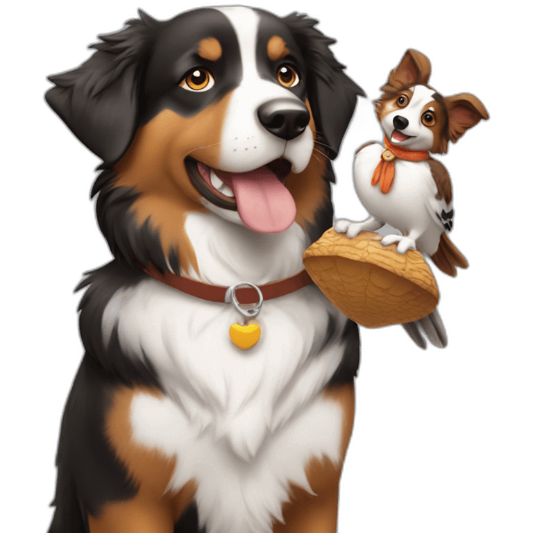 australian shepard holding pheasant toy emoji