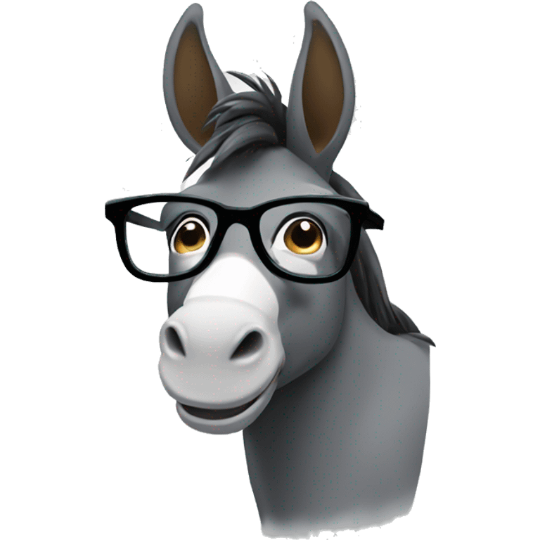 donkey with glasses and long hair emoji