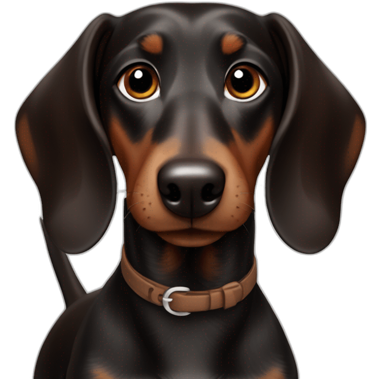 A friendly Black and Chocolate Dachshund greeting you with a wagging tail. emoji