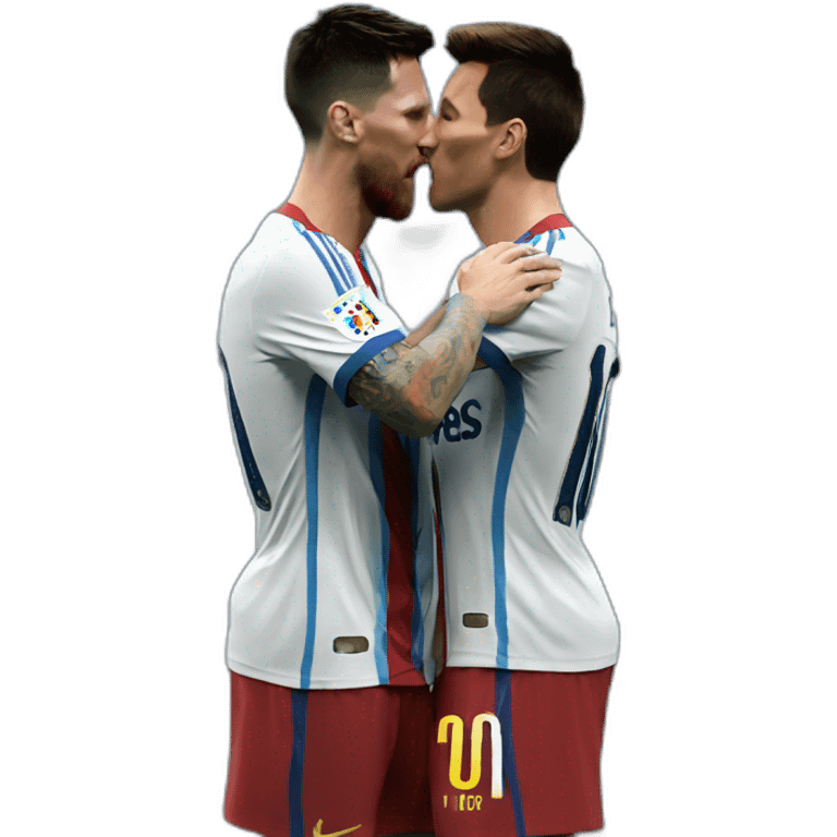 Messi kissing Ronaldo emoji