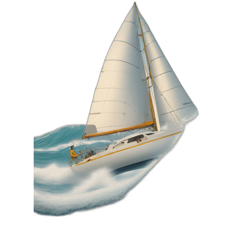 offshore sailing boat riding huge waves emoji