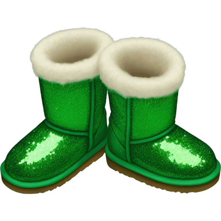 Realistic green Sparkle glitter and fur Ugg boots. emoji