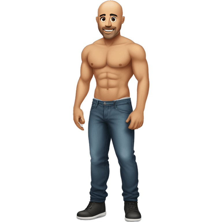 Bald Tattoo handsome guy with six-pack emoji