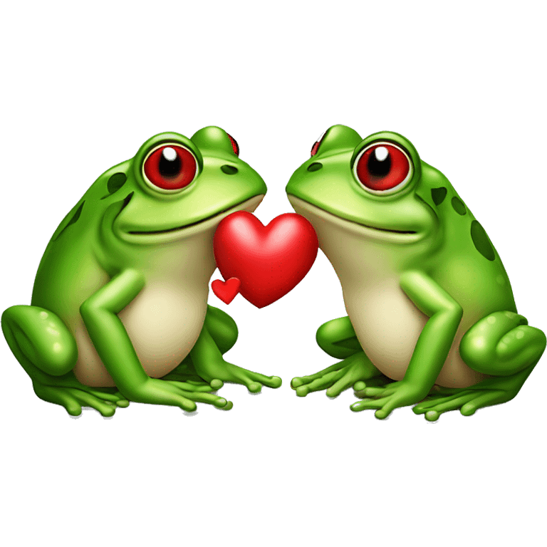 Kissing frogs with Heart and red lips emoji