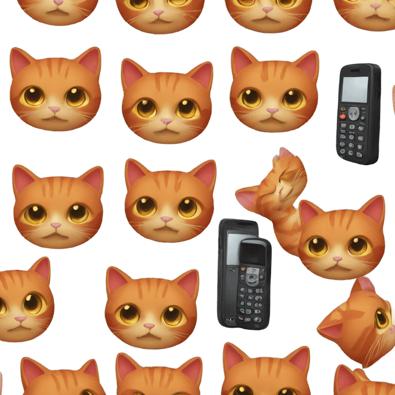 red cat with a phone emoji