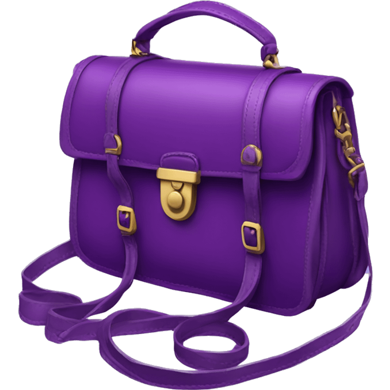 Realistic royal purple designer satchel purse. emoji