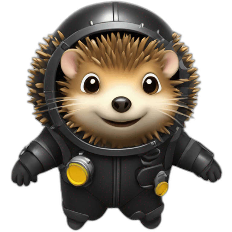 hedgehog in black rubber shiny diving suit emoji