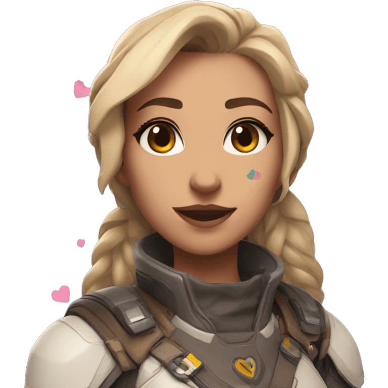 Juno from overwatch with hearts in her eyes emoji