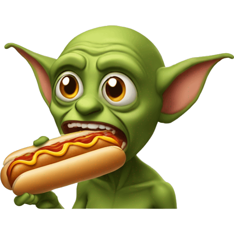 goblin eating a hot dog emoji