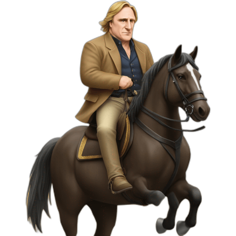 Gerard Depardieu sur un cheval emoji