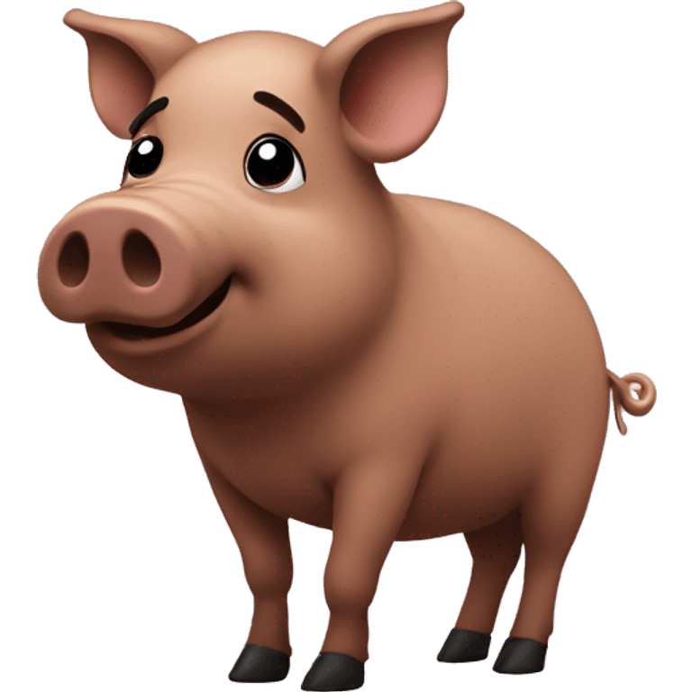 brown pig with black afro emoji