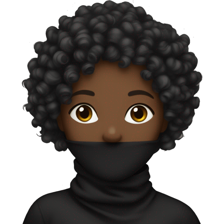 light black girl with a black balaclava on with curly hair  emoji