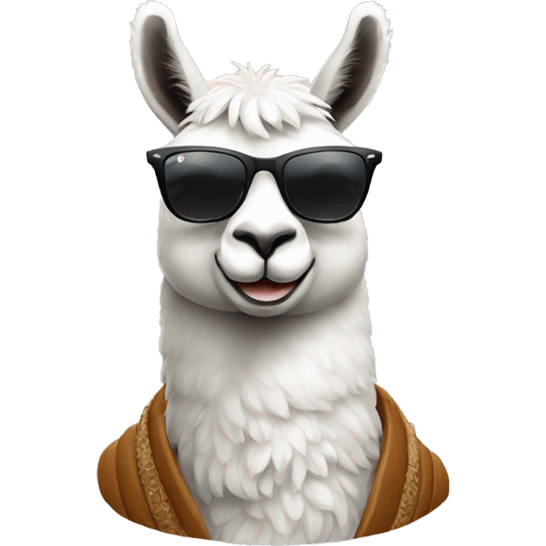 Beautiful lama with sunglasses rayban brand emoji