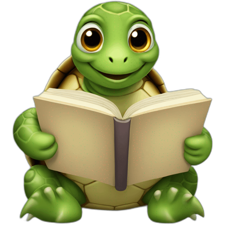 Turtle reading a book emoji