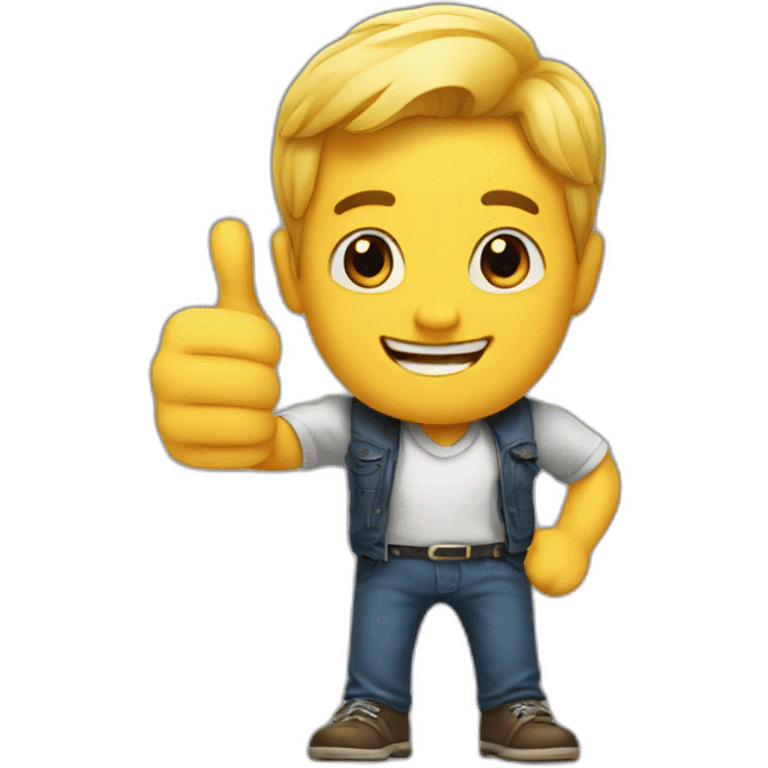 small man with a massive thumbs up emoji