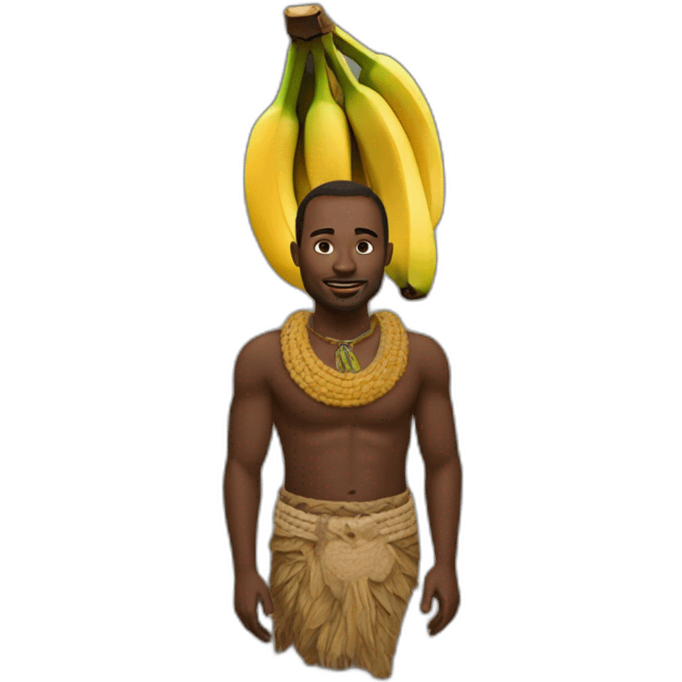 Un homme d’une tribu africaine avec une banane emoji