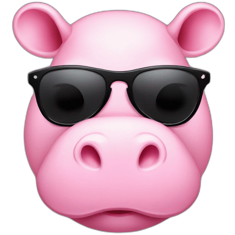 cute pink hippo wearing black shades emoji