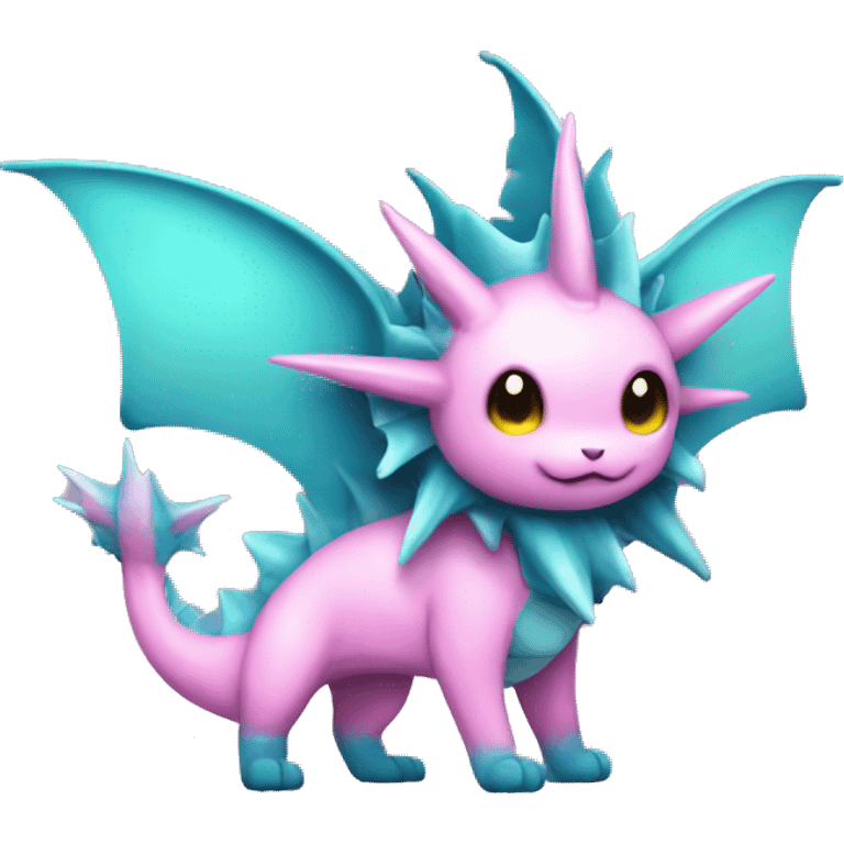 Pink Edgy Vaporeon dragon With Fins and spikes full body emoji